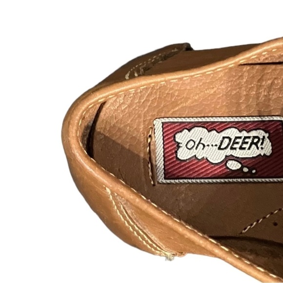 Oh DEER! Tan Leather Lace up Flats Overstitching Size 6 1/2 - Picture 5 of 9
